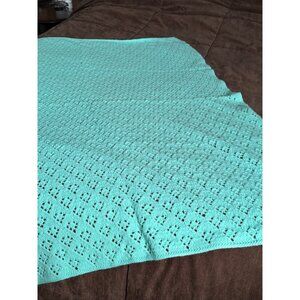 Vintage Mint Green Knit Baby blanket 34x42